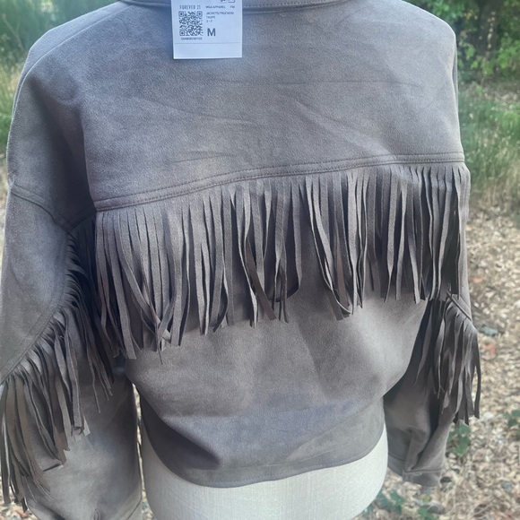 Taupe Forever 21 Country Fringe Shacket Size Medium - Picture 2 of 5